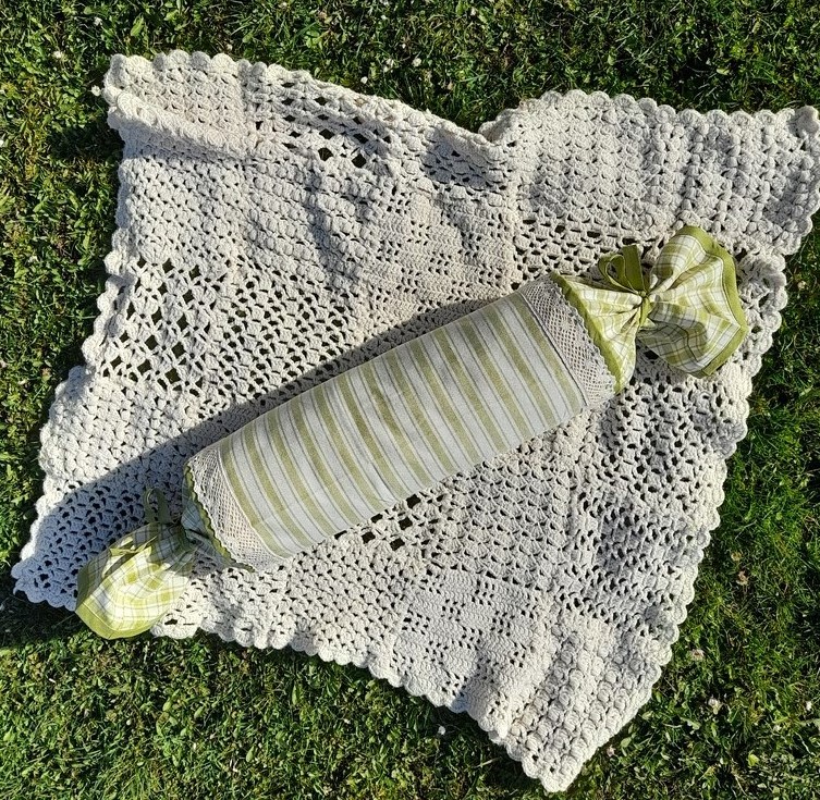 Potah na váleček kombinovaný - sv. zelený (pruh velký)