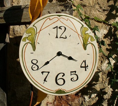 Malované keramické hodiny - SECESNÍ