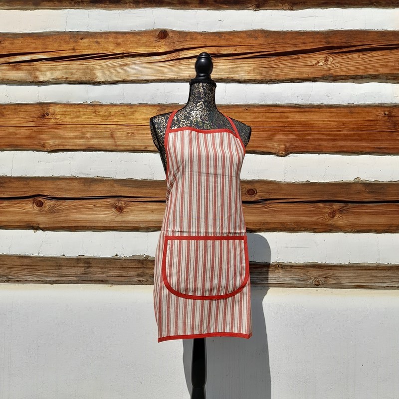 Zástěra - sv. červená (pruhy velké)