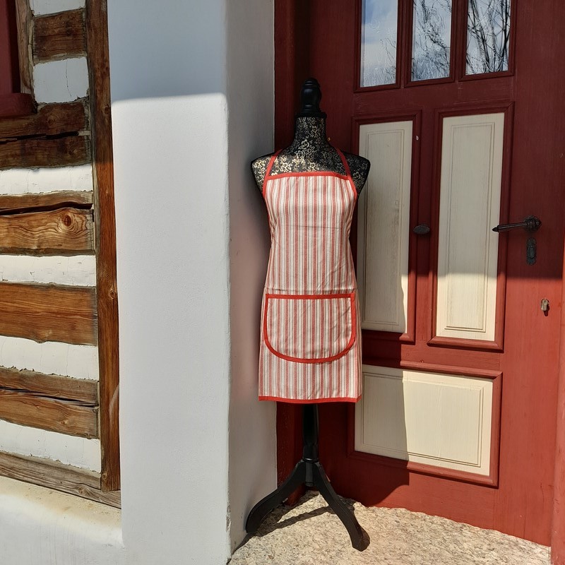 Zástěra - sv. červená (pruhy velké)