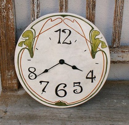 Malované keramické hodiny - SECESNÍ