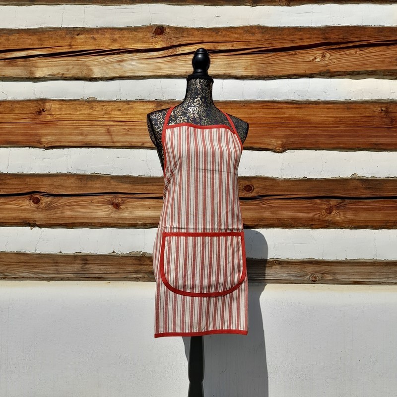 Zástěra - sv. červená (pruhy velké)